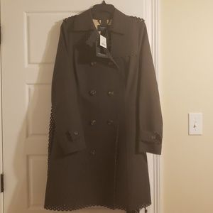 Banana Republic laser cut scalloped trench coat